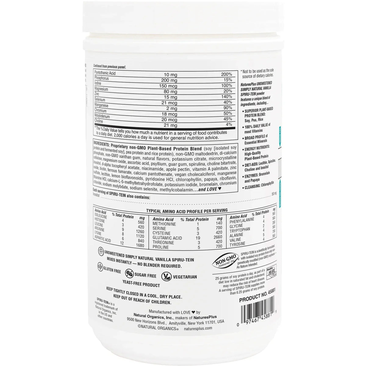 Unsweetened Spiru-Tein Protein Powder Meal - Original Vanilla