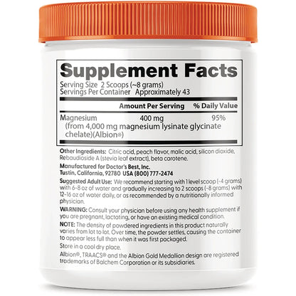 High Absorption Magnesium Powder Lysinate Glycinate- Sweet Peach