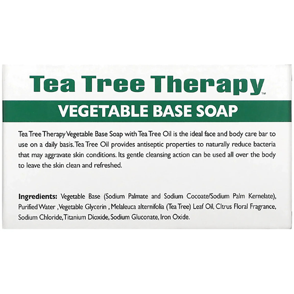 Vegetable Base Soap Bar with Tea Tree Oil
