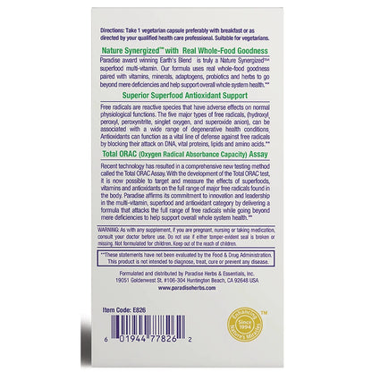 Earth's Blend Multi-Vitamin One Daily Superfood No Iron